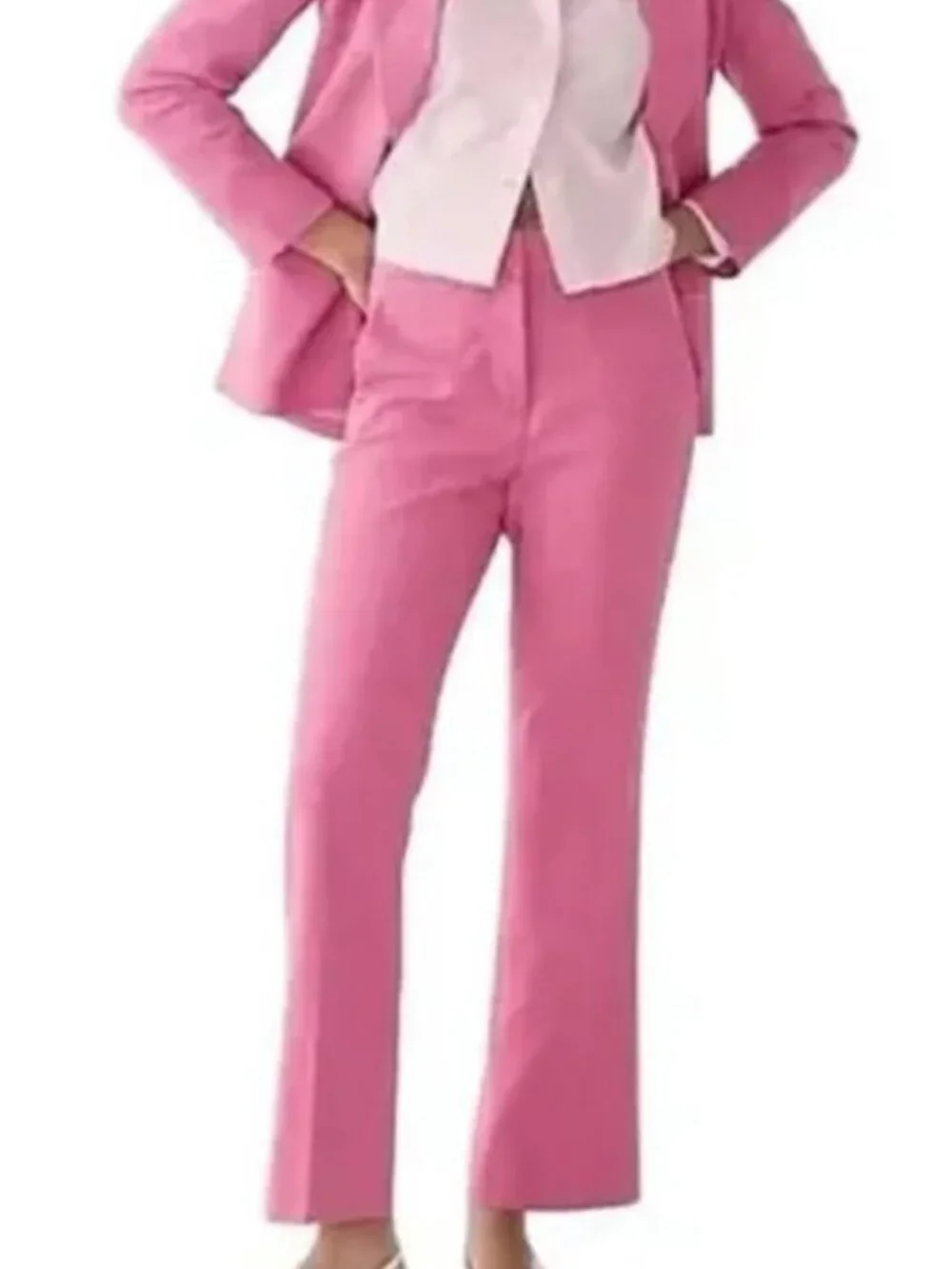 J. Crew Willa pink cropped flare slacks Italian Fabrics by Nova Tides Size 4